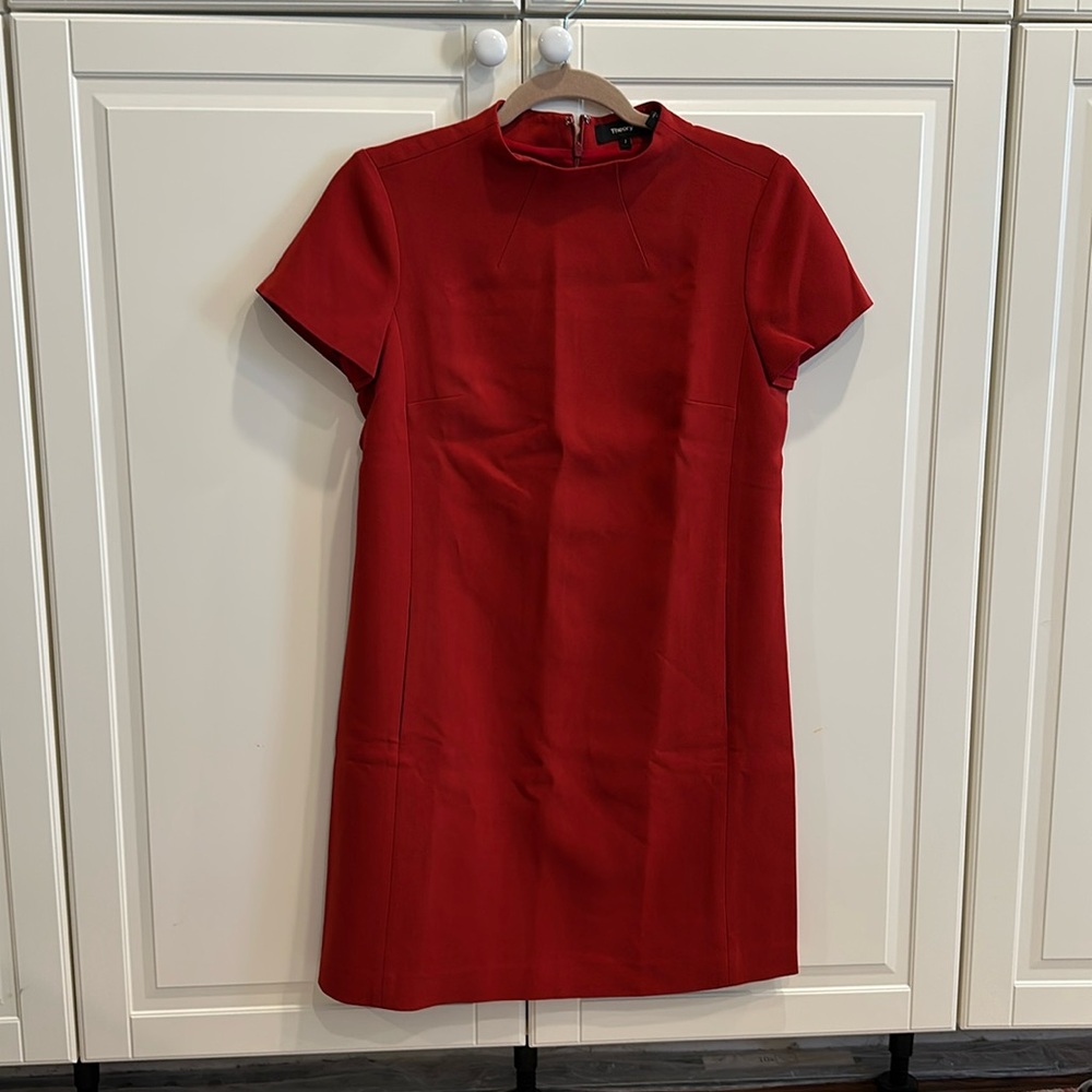 Theory red mock neck dress
